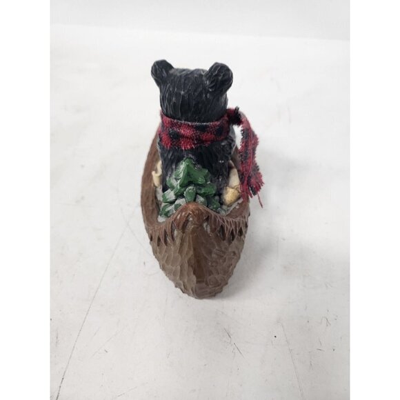 Vintage Youngs Holiday Christmas Tree Bear Canoe Sculpture Figurine Resin Decor - Picture 6 of 9